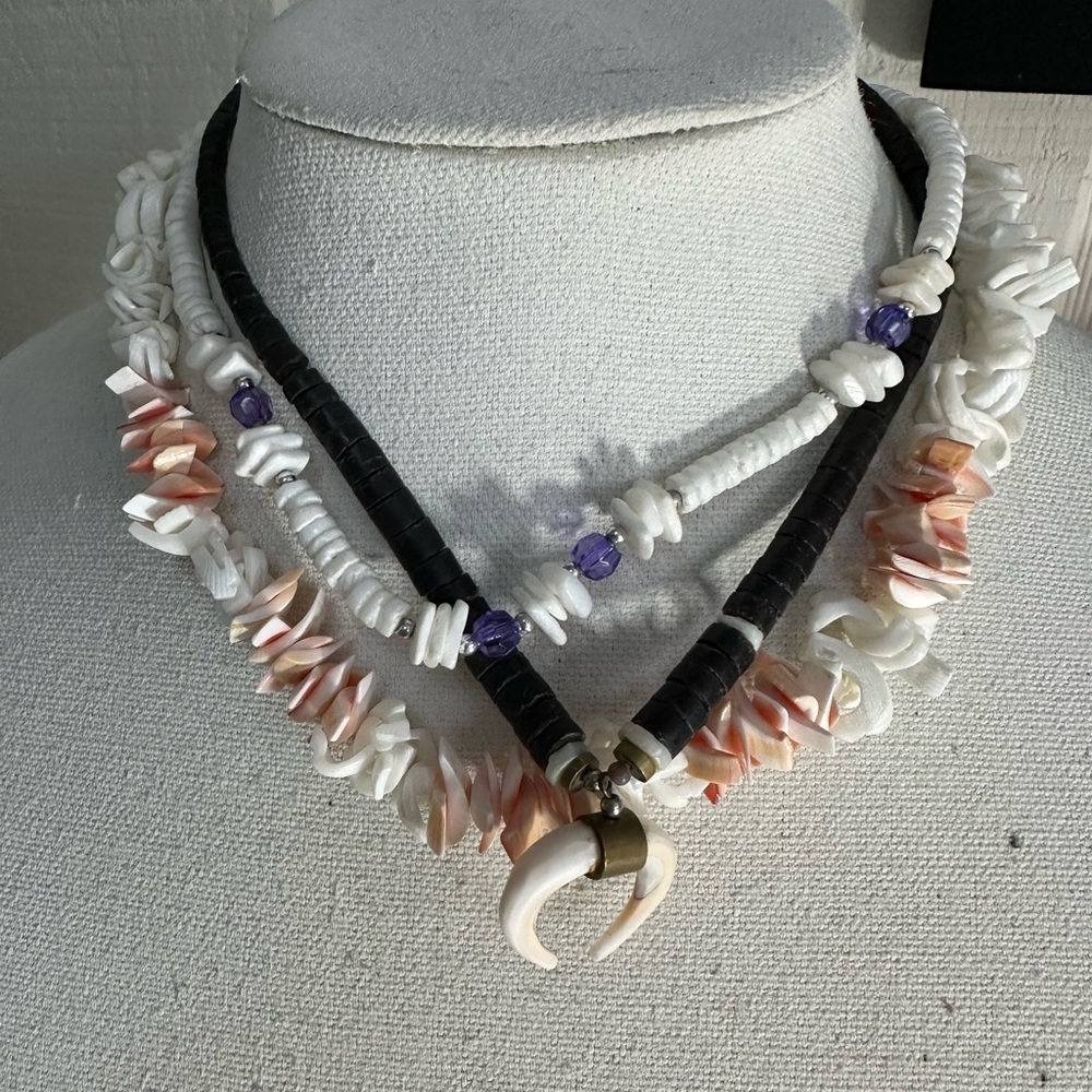 Three beach boho vibe casual necklaces